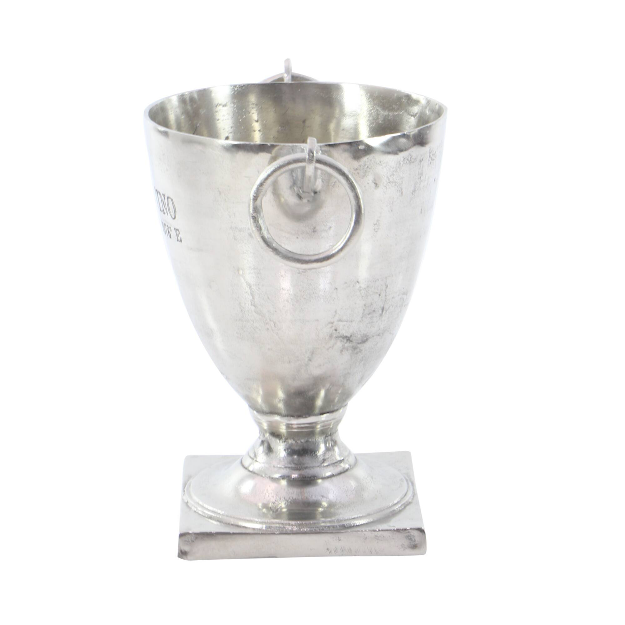 18" Silver Contemporary Metal Wine Cooler